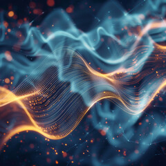 An abstract representation of an electric current flowing like a wave