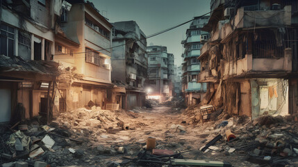 Fototapeta premium the aftermath of a devastating quake in the capital of china