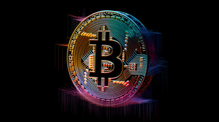  a bitcoin sign on a black background