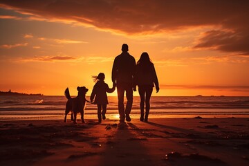 Silhouette of happy family