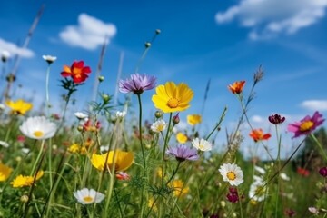Obraz na płótnie Canvas Meadow with colorful spring flowers