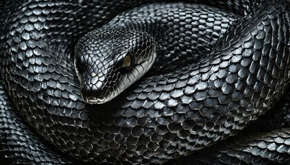 Fototapeta premium abstract background with black snake with metallic scales texture