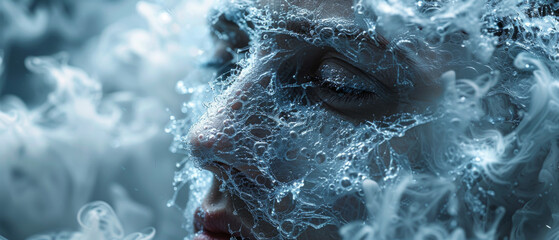 Woman With Water on Her Face - obrazy, fototapety, plakaty