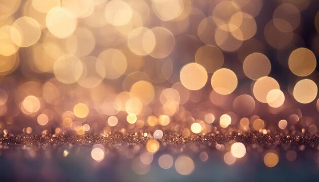 abstract background of blurred bokeh lights in a warm color palette ranging from light peach to deep gold creating a soft and dreamy feel
