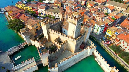 Scaliger Castle of Sirmione, Lake Garda - Italy - View of the imposing castle on the peninsula