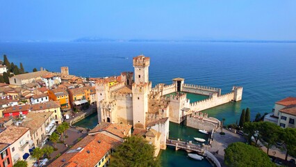 Scaliger Castle of Sirmione, Lake Garda - Italy - View of the imposing castle on the peninsula