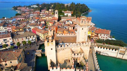 Scaliger Castle of Sirmione, Lake Garda - Italy - View of the imposing castle on the peninsula