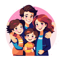 Happy family. Parents with children. Vector illustration in flat style.