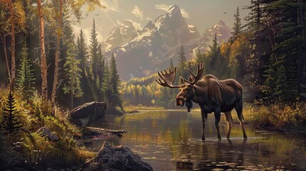 Moose possess a serene majesty that makes them incredibly lovely. - obrazy, fototapety, plakaty