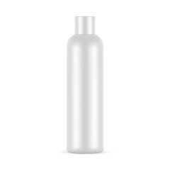 Tall Plastic Cosmetic Bottle Mockup, Isolated on White Background. Vector Illustration