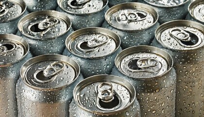 realistic aluminum cans with water drops vector