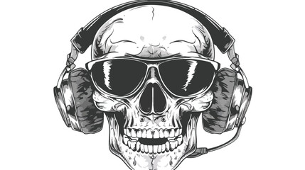 Cool skull with accesories print for tshirt vector i