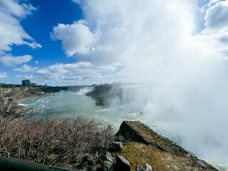 Niagara Falls, Ontario, Canada. Niagara Falls is the largest waterfall in the world. Picturesque view from Canadian side.