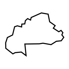 Burkina Faso country thick black outline silhouette. Simplified map. Vector icon isolated on white background.