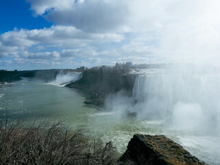 Niagara Falls, Ontario, Canada. Niagara Falls is the largest waterfall in the world. Picturesque view from Canadian side.