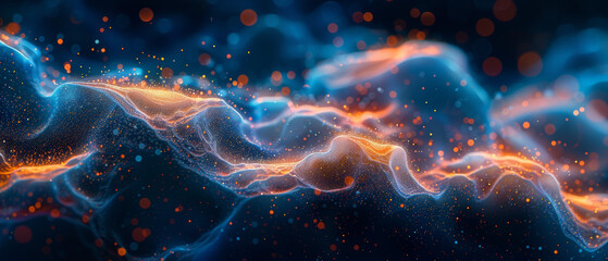 Fototapeta na wymiar Computer Generated Image of an Orange and Blue Wave