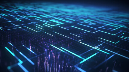 Obraz premium Cyberspace grid, big data and cybersecurity, blockchain and abstract technology background