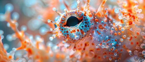 Stunning image of a colorful sea creature nestled within a vibrant coral reef, inspiring wonder and fascination - obrazy, fototapety, plakaty