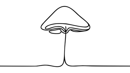 Continuous one line of mushroom in silhouette. Minimal style.