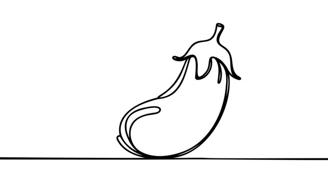 Continuous one line drawing eggplant. Vector illustration. Black line art on white background.