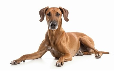An Azawakh dog sits upright with a keen expression, showcasing its long, graceful neck and the distinctive, elegant lines of its breed. Attentive eyes and perked ears convey a sense of alertness.