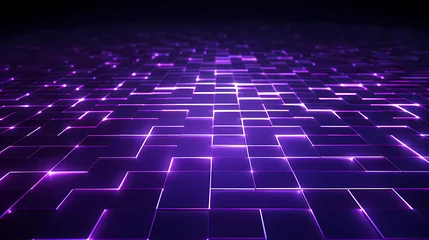Abwaschbare Fototapete Violett Abstract vector landscape background, cyberspace grid 3d technology vector illustration