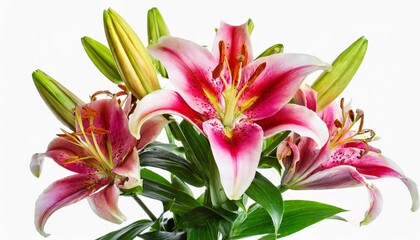beautiful bouquet of lily flowers isolated on white background