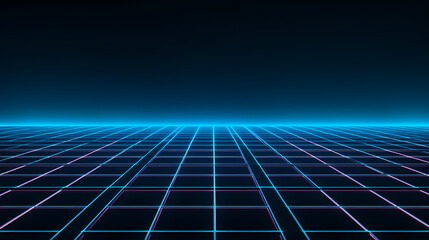 Abstract vector landscape background, cyberspace grid 3d technology vector illustration