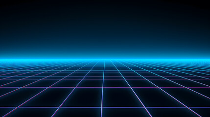 Abstract vector landscape background, cyberspace grid 3d technology vector illustration