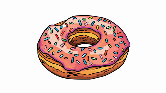 Donut with sprinkles fast food icon image vector ill