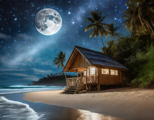 Simple beach house in a tropical beach