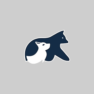image of a cat, black and white cat, logo design, vector logo, icon logo, illustration, logo icon design
