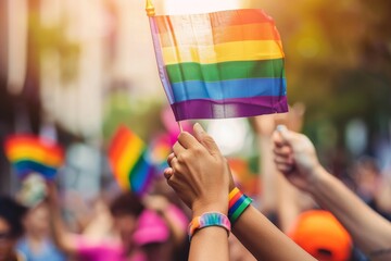 Obraz premium LGBTQ Pride innovative. Rainbow originality colorful zir diversity Flag. Gradient motley colored artistic flair LGBT rights parade festival collaborative environment diverse gender illustration