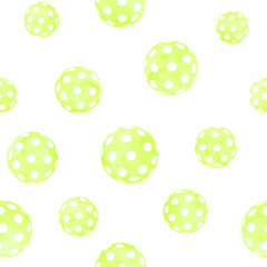 Seamless pattern of green balls, modern game Pickleball