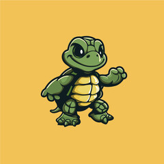 Turtle mascot logo flat vector design