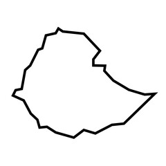 Ethiopia country thick black outline silhouette. Simplified map. Vector icon isolated on white background.
