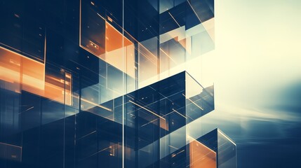 Abstract double exposure background. Architectural forms