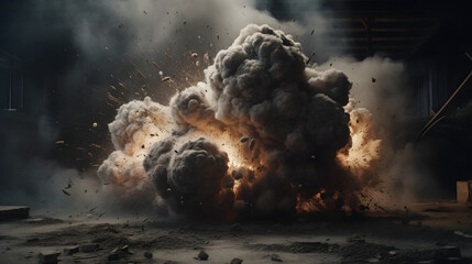  bomb explosion on black background - obrazy, fototapety, plakaty