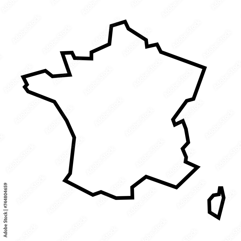 Canvas Prints france country thick black outline silhouette. simplified map. vector icon isolated on white backgro - Canvas Prints