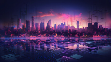  futuristic city against the evening sky