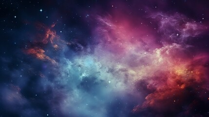 Fototapeta premium Beautiful night sky with colorful nebulae and galaxies