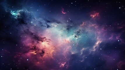 Fototapeta premium Beautiful night sky with colorful nebulae and galaxies