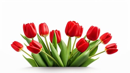 Beautiful red tulips isolated on white background