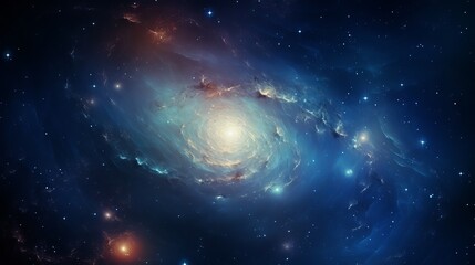Beautiful spiral galaxy in deep space with star field background