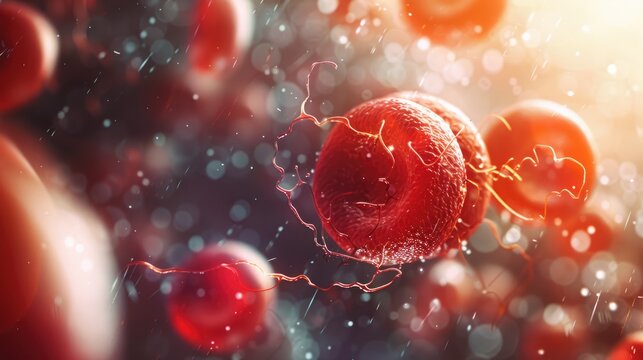 Closeup macro image of red blood cells and organic tissues. Leukocytes and erythrocytes in veins and arteries. Abstract background. Healthcare, hygiene and personal care concept. AI-generated. - Powered by Adobe