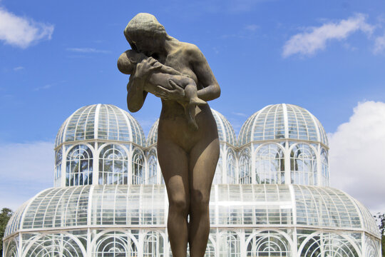 Curitiba, Paran&aacute;, Brazil - December 26, 2020: The architecture of the Curitiba Botanic Garden in Curitiba on a sunny day. 