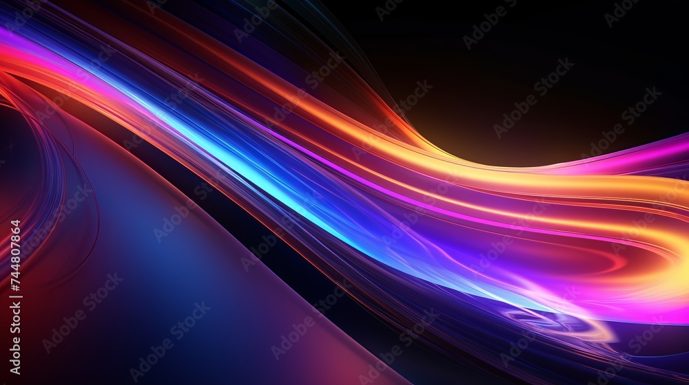 Poster colorful motion elements with neon led illumination. abstract futuristic background