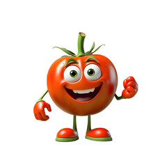Tomato mascot. Humanized tomato in playful 3D with a beautiful smile. AI image.