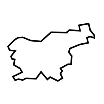 recommend clip art: Slovenia country thick black outline silhouette. Simplified map. Vector icon isolated on white background.