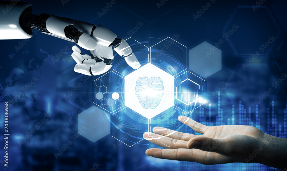 Aufkleber xai futuristic robot technology development, artificial intelligence ai, and machine learning concep